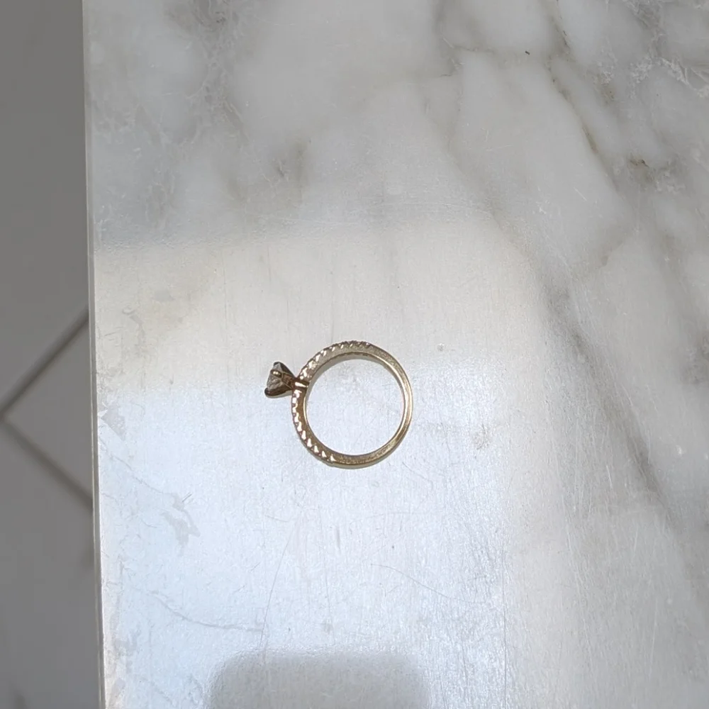 Diamonique By QVC 1 Carat Pear Ring With Gold Plated Over Sterling Silver Band - Picture 3 of 4